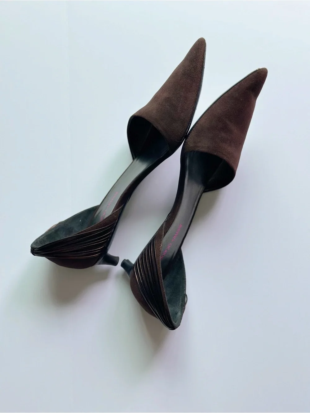 Giorgio Armani Vintage Suede Brown D’Orsay Pump Heels